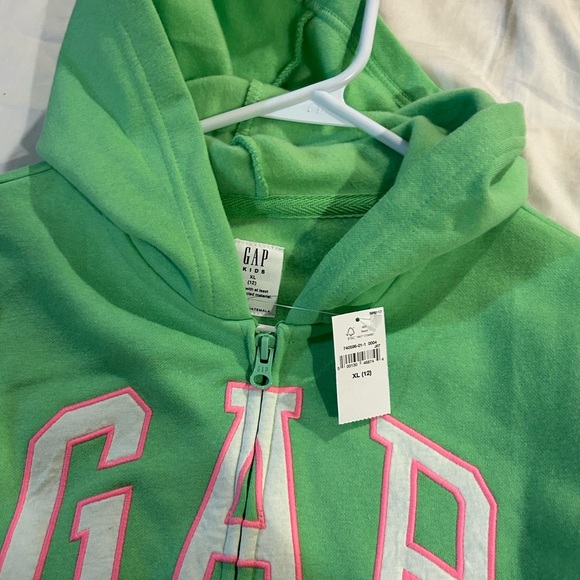 GAP Kids Mint Green Hoodie with Pink Logo NWT - Picture 4 of 4